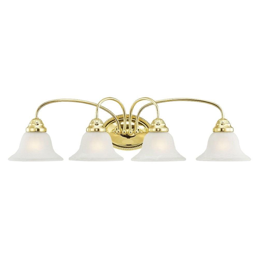 Edgemont Polished Brass 4-Light Vanity with White Alabaster Glass