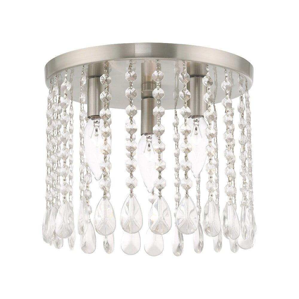 Elegant Elizabeth Brushed Nickel 3-Light Crystal Ceiling Mount