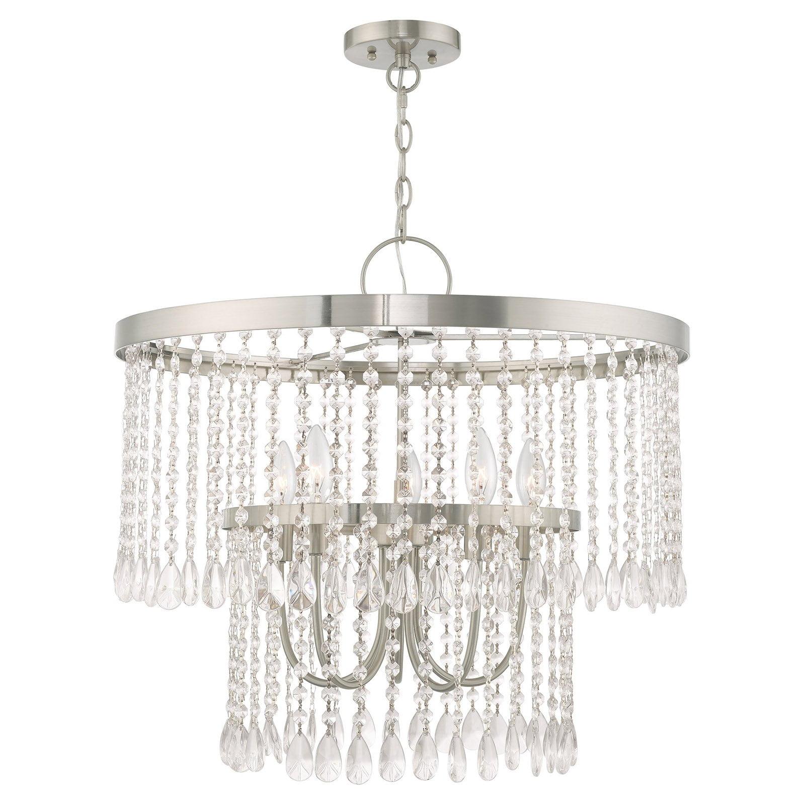 Elegant Elizabeth Crystal and Nickel 5-Light Chandelier