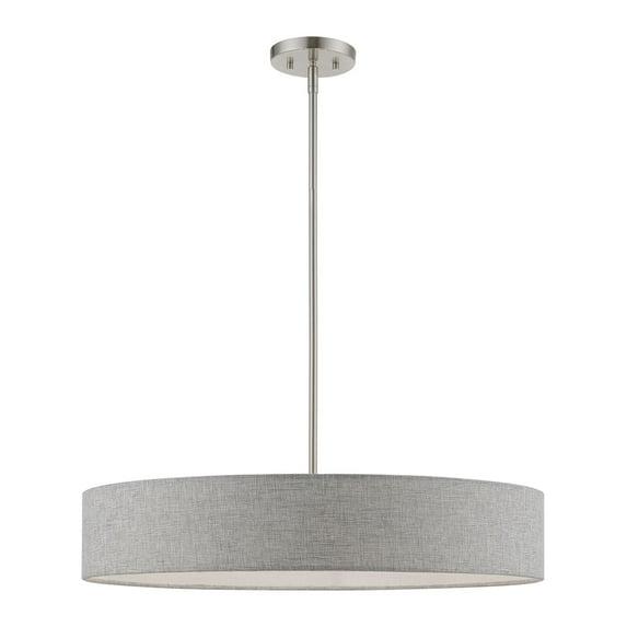 Livex Lighting Elmhurst 5 - Light Pendant in Brushed Nickel/Shiny White