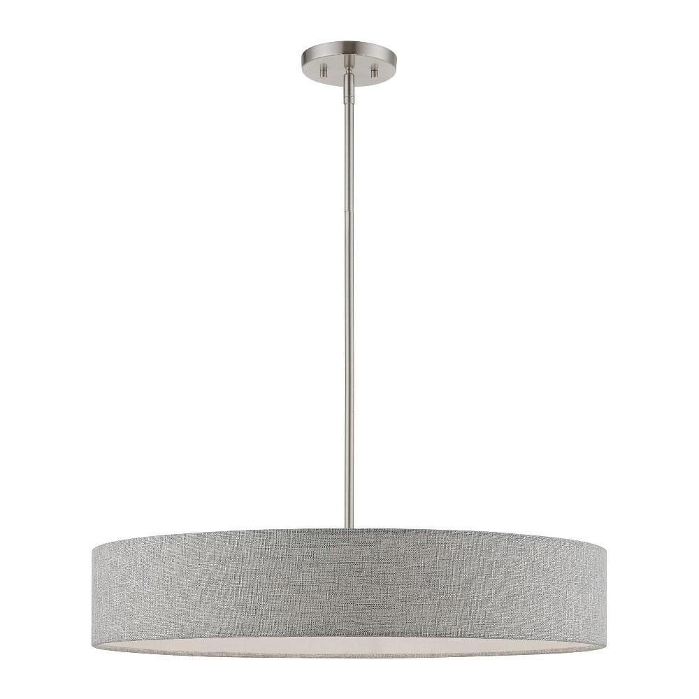 Elmhurst 26" Brushed Nickel & Shiny White 5-Light Drum Pendant