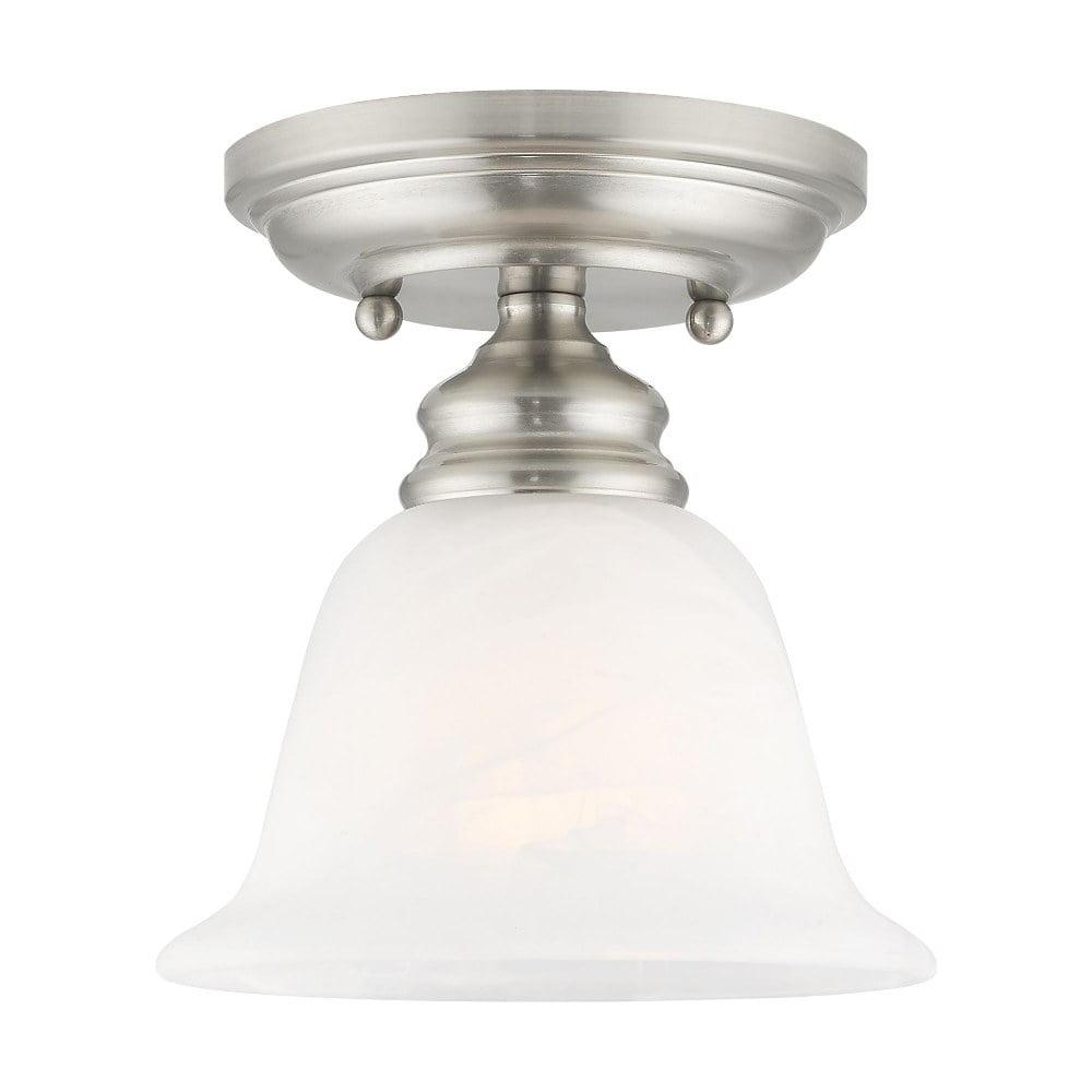 Essex Brushed Nickel Glass Bell Shade Flush Mount Light