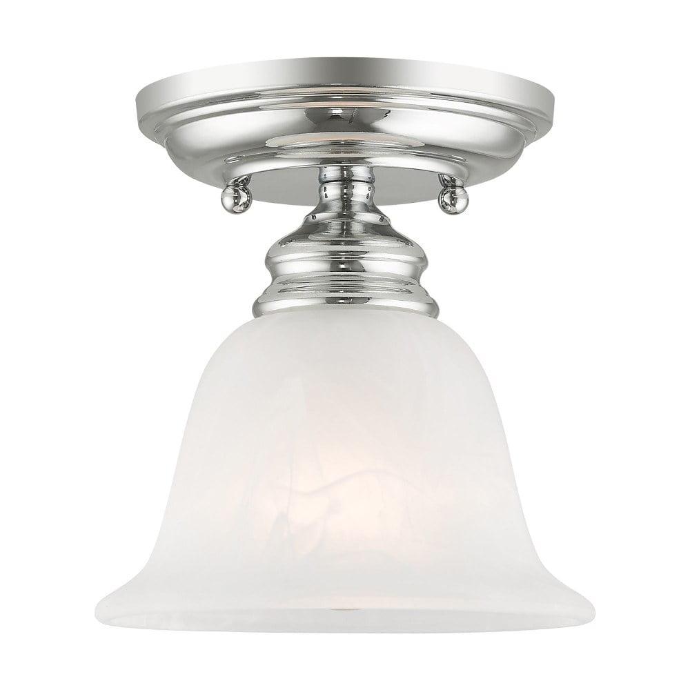 Essex Polished Chrome 6.25" Flush Mount Ceiling Light with Alabaster Glass