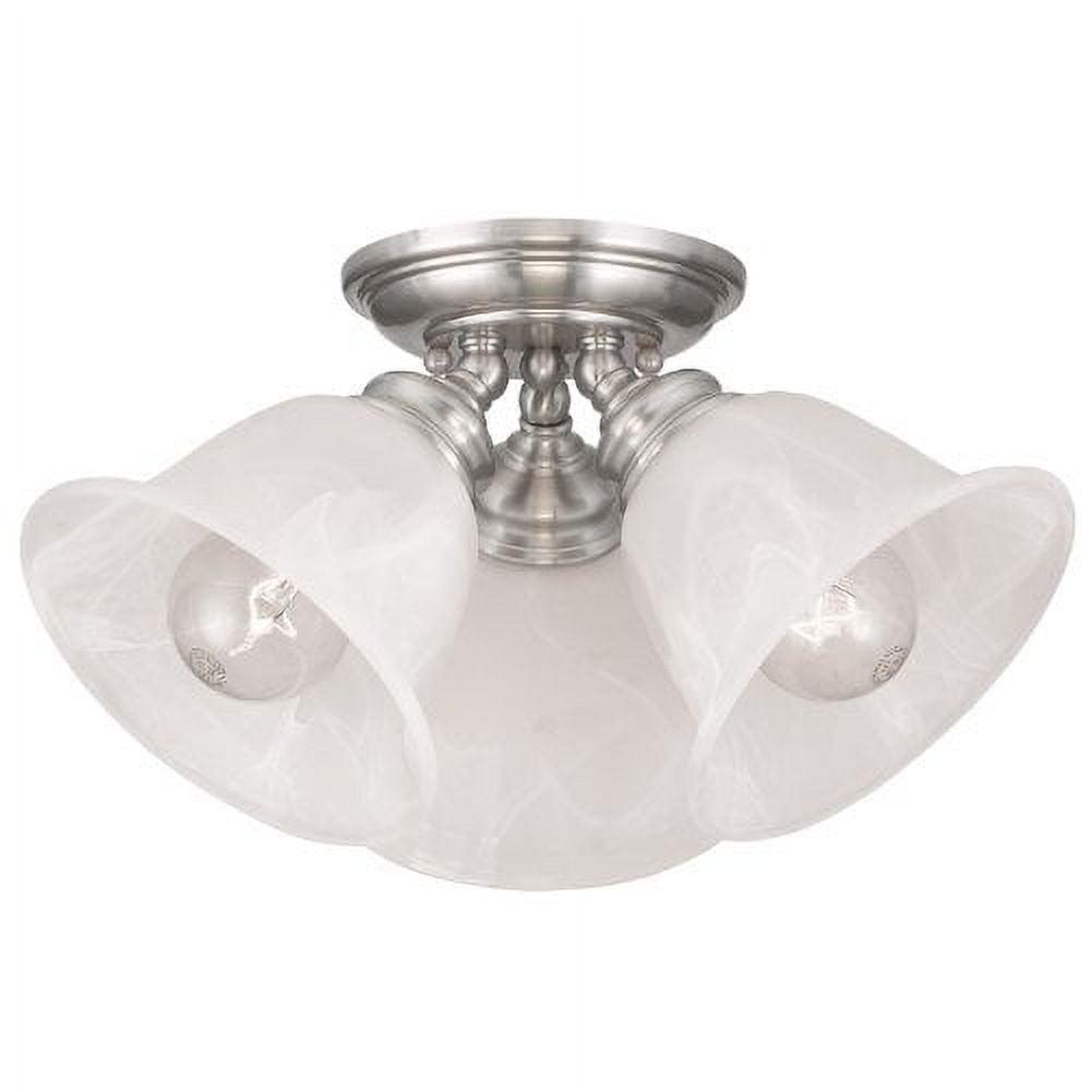 Essex Alabaster Glass 3-Light Indoor Flush Mount in Brushed Nickel