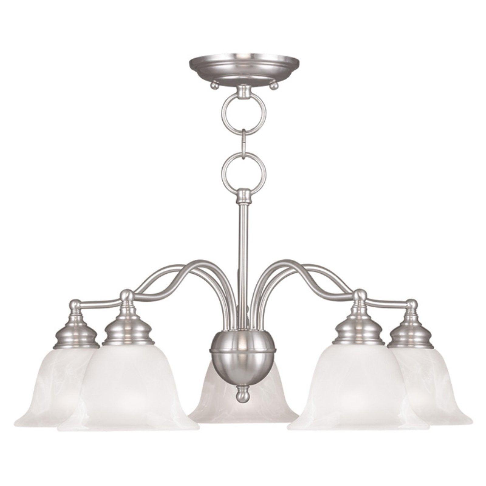 Essex Traditional 5-Light Chandelier in Brushed Nickel with Alabaster Glass