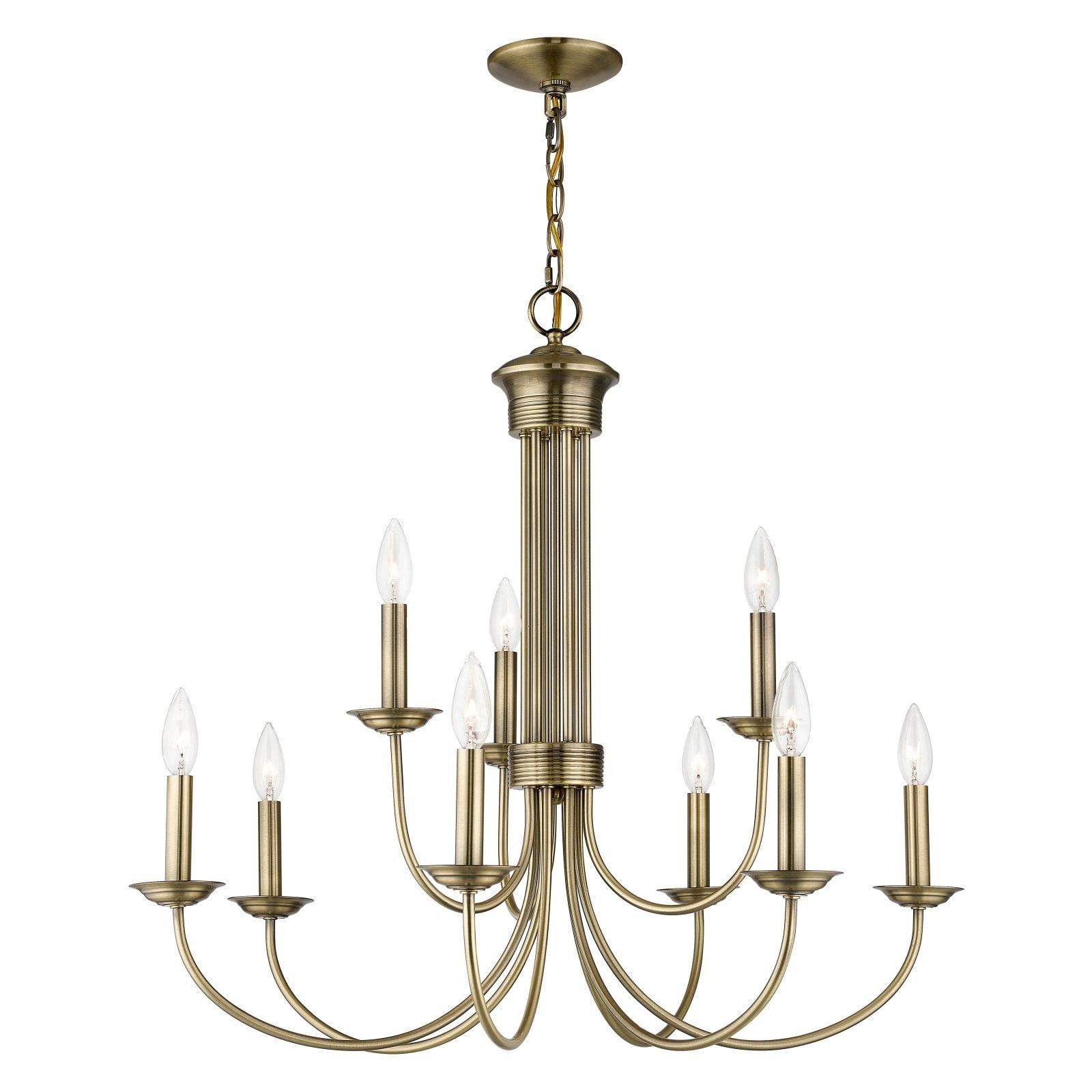 Livex Lighting 42687 Estate 9 Light 30" Wide Taper Candle Style Chandelier - Brass