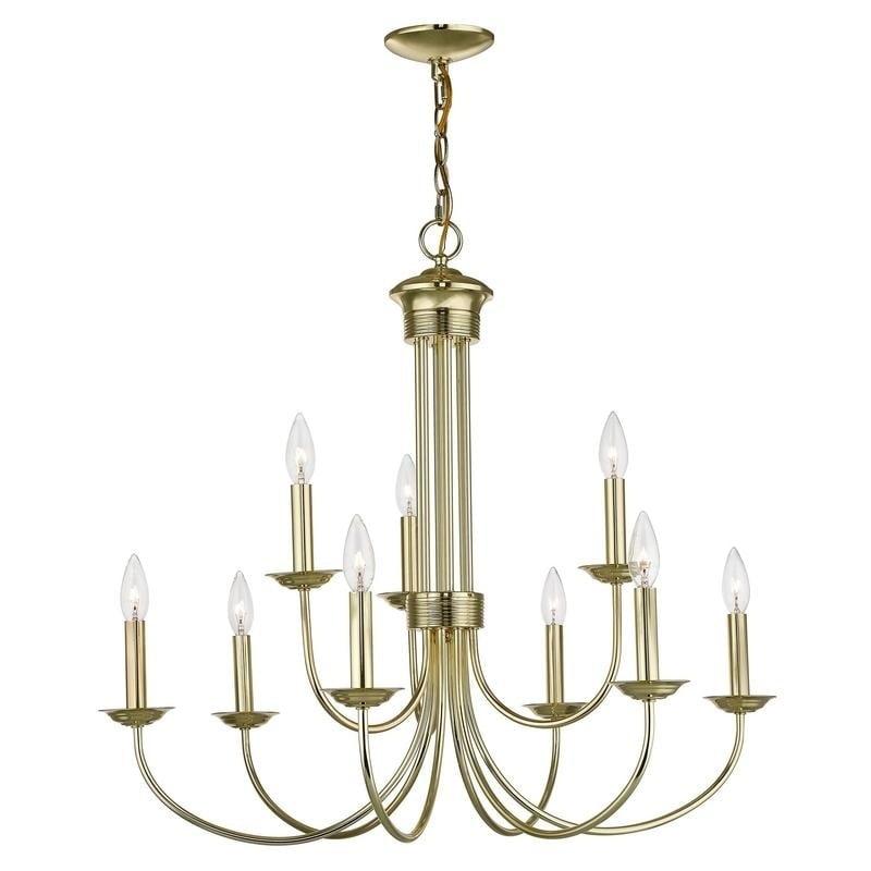 Livex Lighting 42687 Estate 9 Light 30" Wide Taper Candle Style Chandelier - Brass