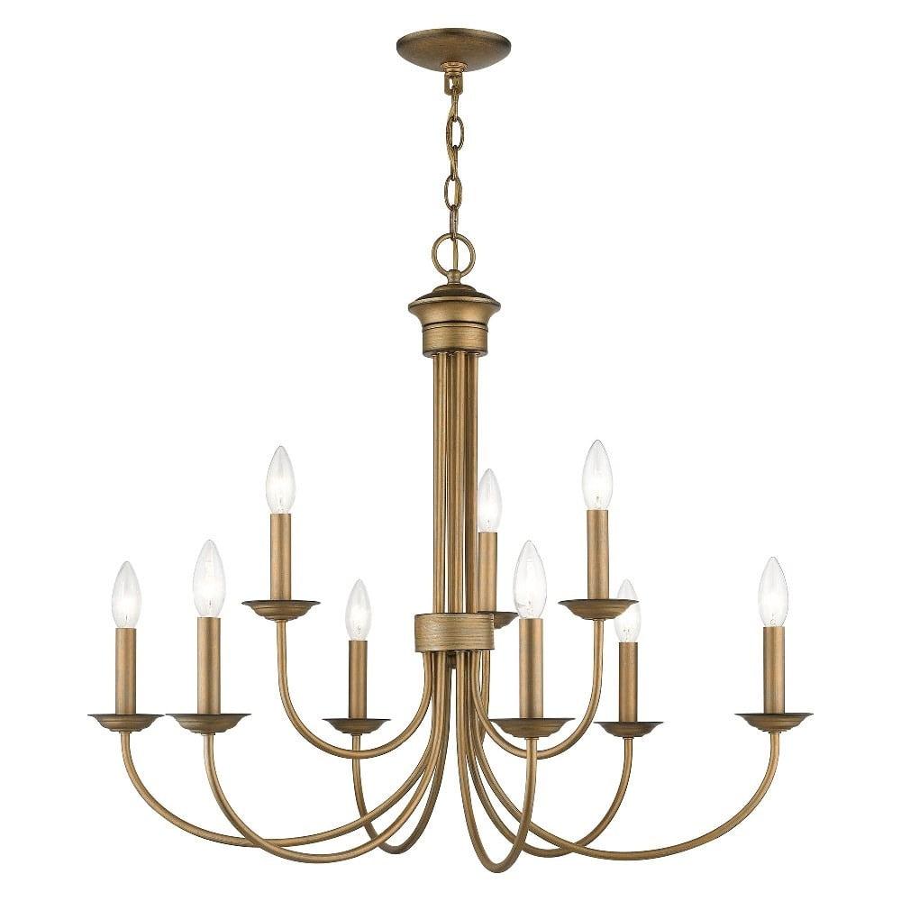 Livex Lighting Estate 9 - Light Chandelier in  Antique Gold Leaf
