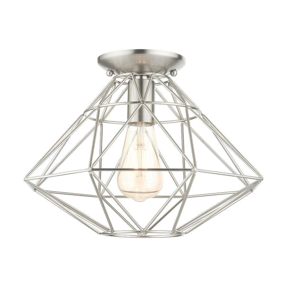 Modern Brushed Nickel Geometric Single-Light Flush Mount