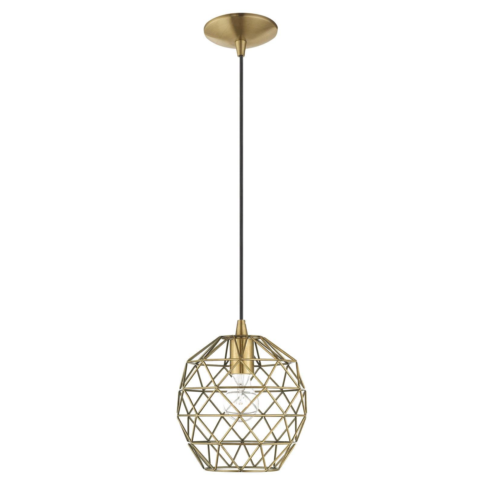 Livex Lighting Geometric Shade 1 - Light Pendant in  Antique Brass