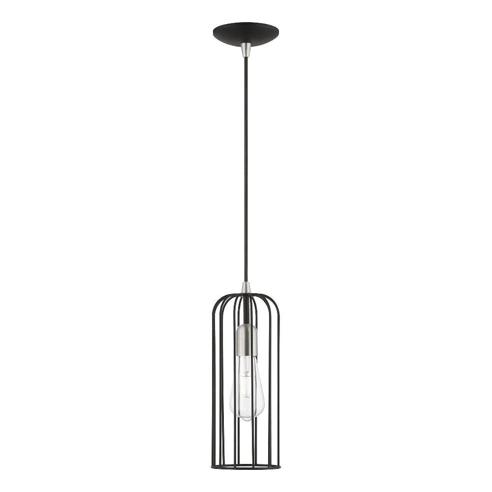 Mini Black and Brushed Nickel Glass Pendant Light