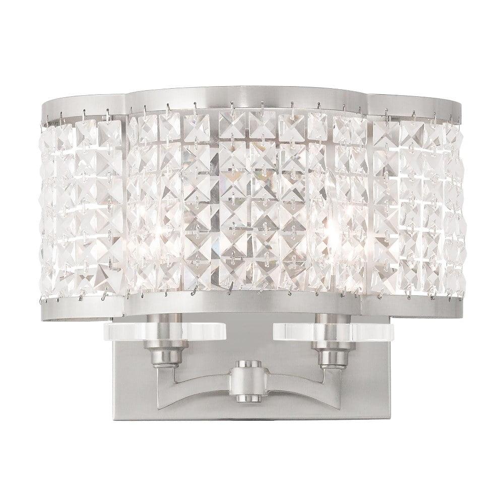 Elegant Brushed Nickel 2-Light Sconce with Crystal Shade