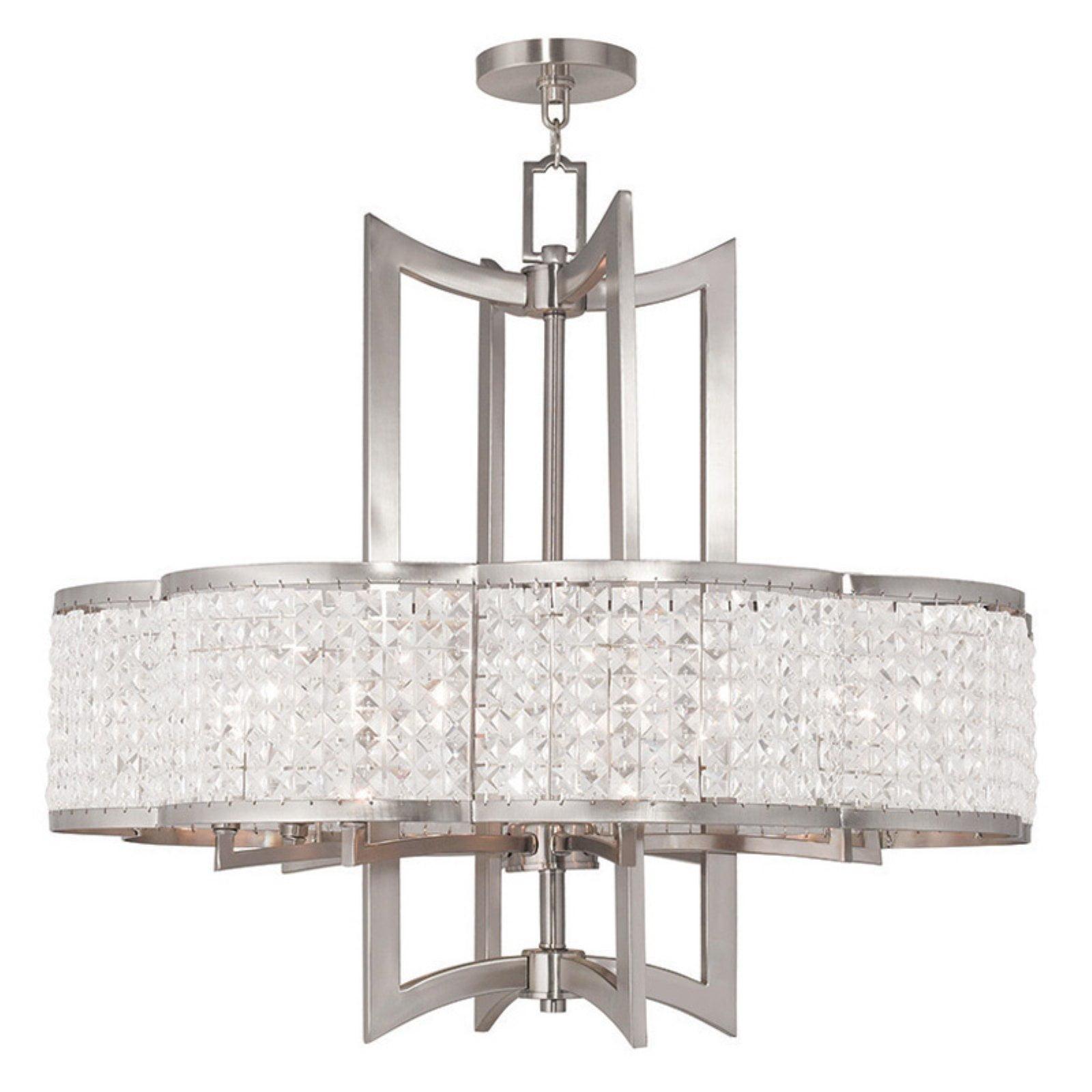 Brushed Nickel and Crystal 8-Light Chandelier