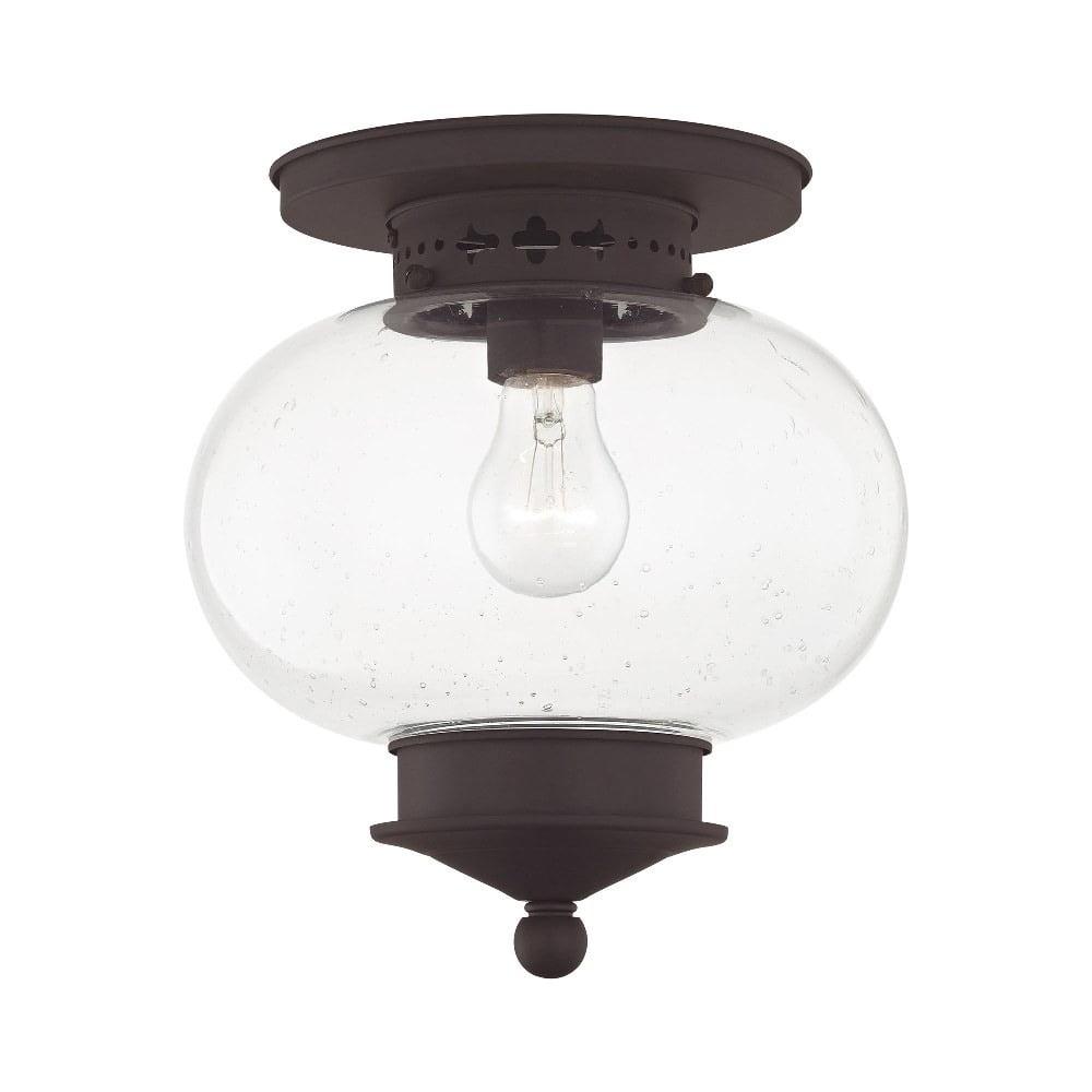 Harbor Collection Elegant Brass Flush Mount in Bronze with Seeded Glass