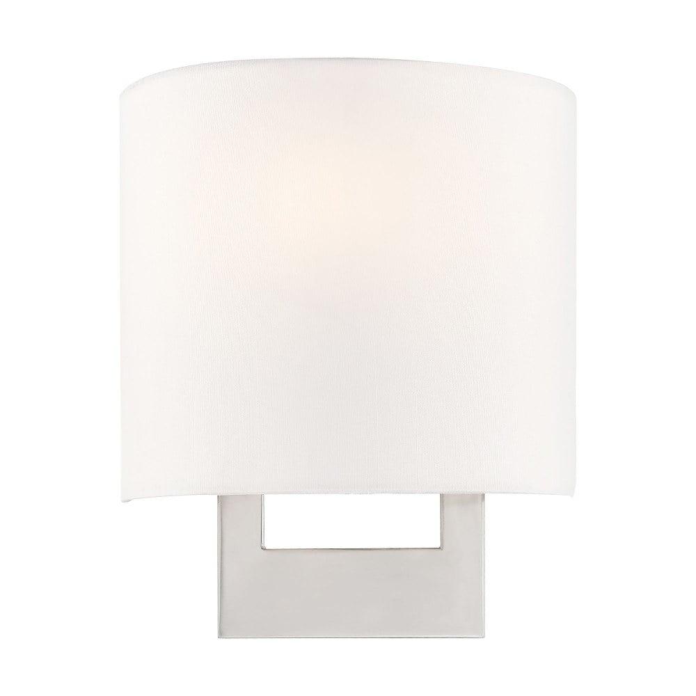 Elegant Brushed Nickel 1-Light Wall Sconce with Off-White Shade