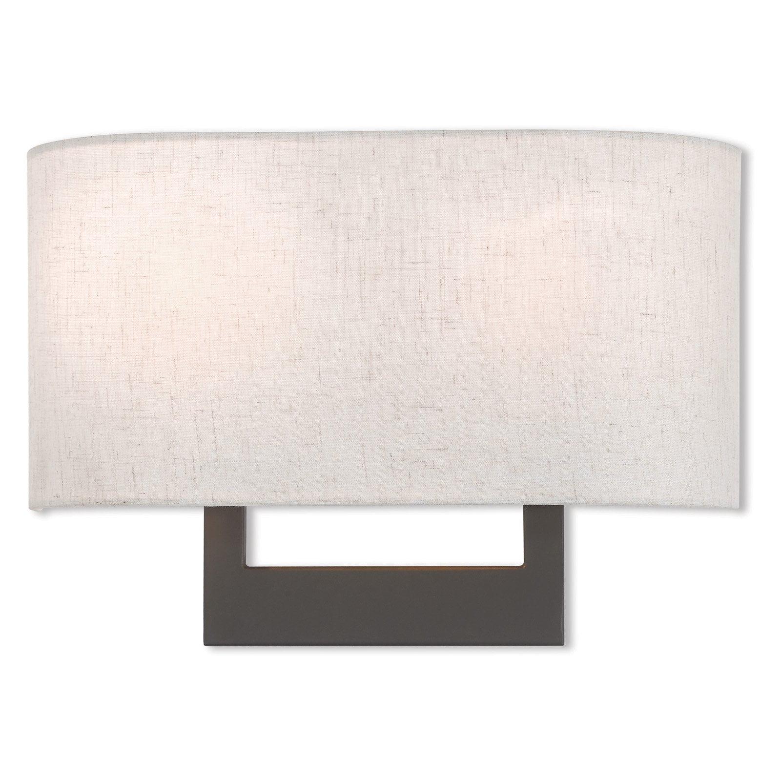 Bronze 2-Light Wall Sconce with Fabric Shade