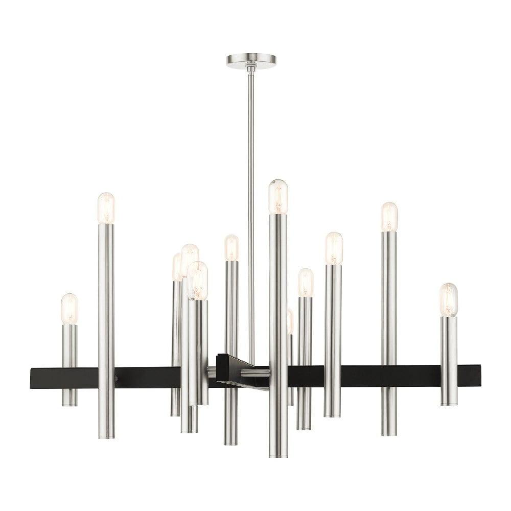 Helsinki 12-Light Brushed Nickel & Black Modern Chandelier