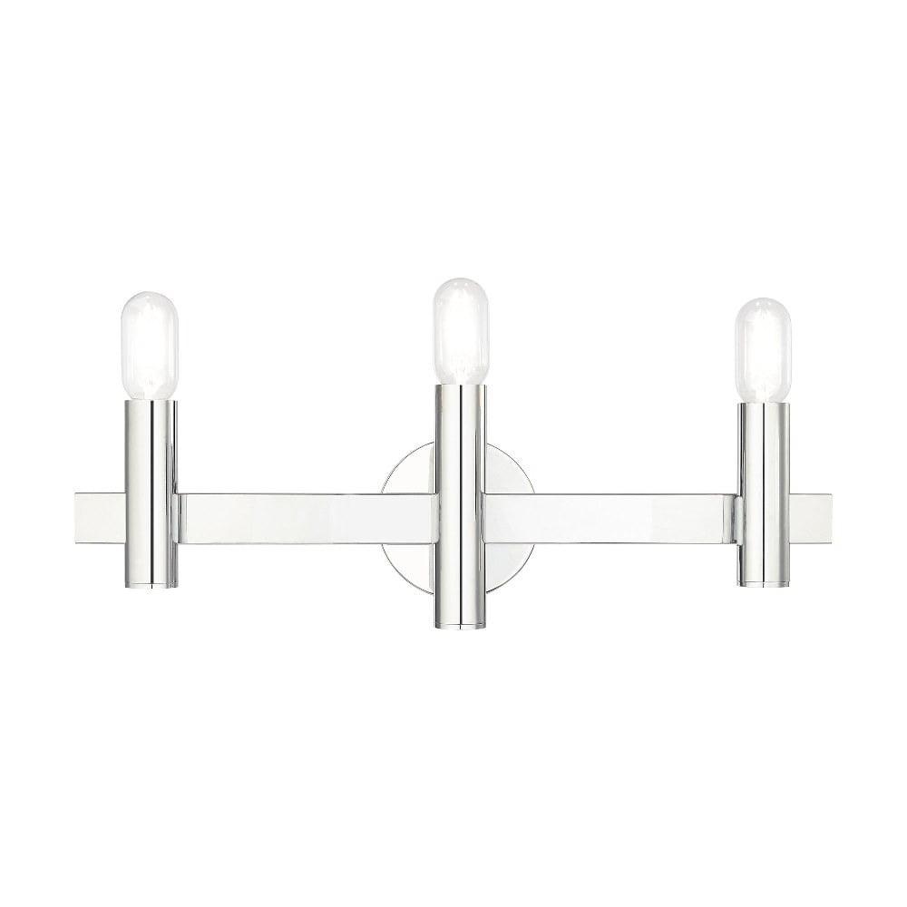 Helsinki Polished Chrome 3-Light Vanity with Geometric Design