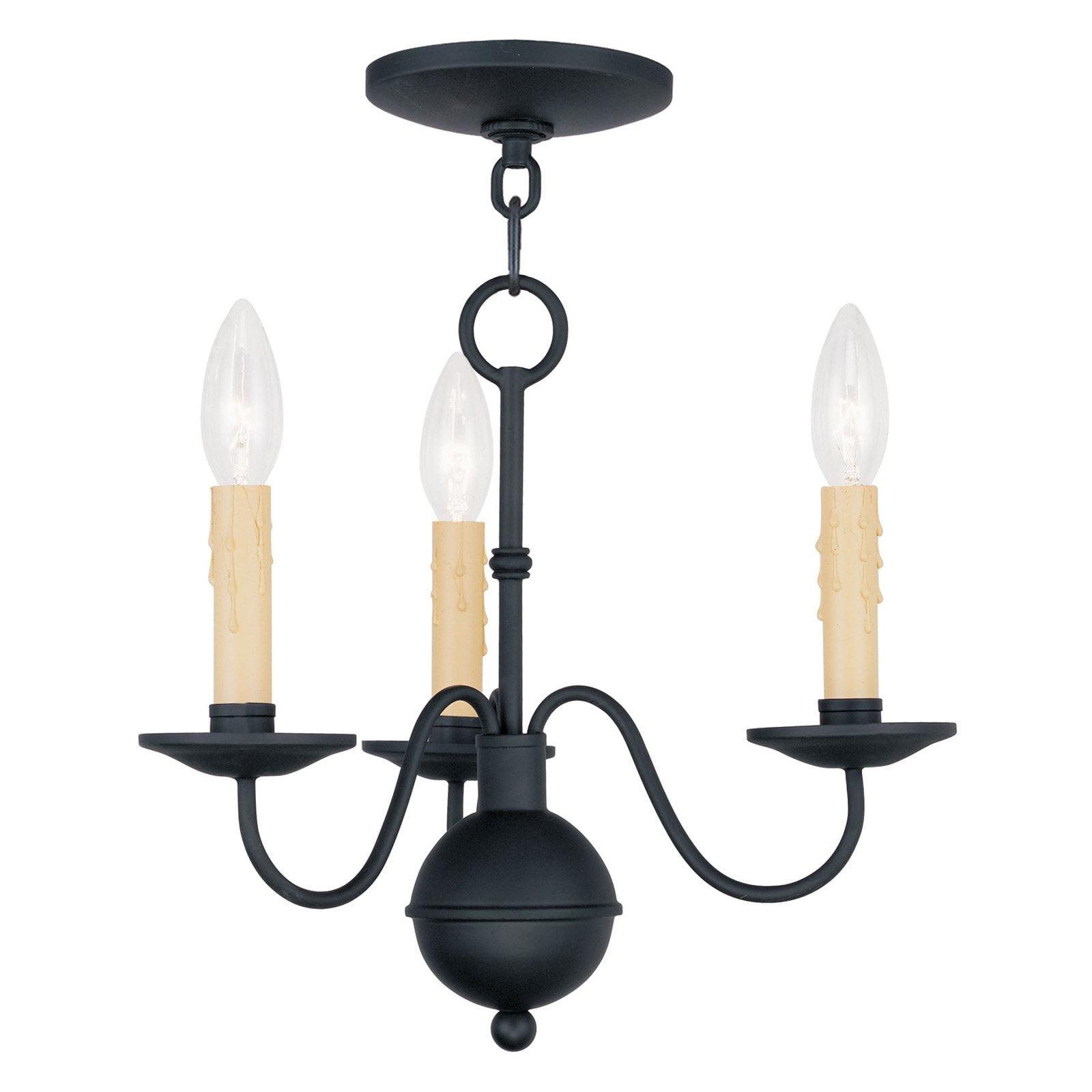 Elegant Black Mini Chandelier with 3 Candelabra Lights