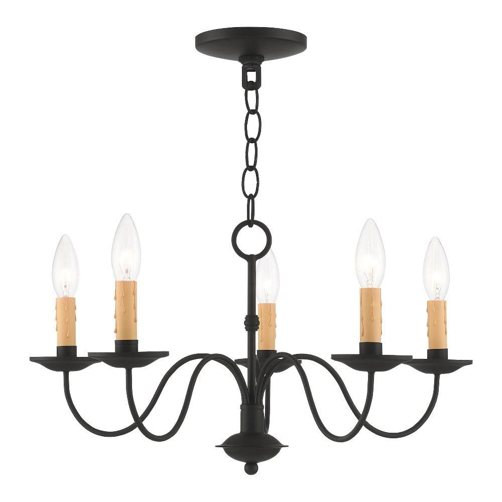 Elegant Black Steel 5-Light Candelabra Chandelier