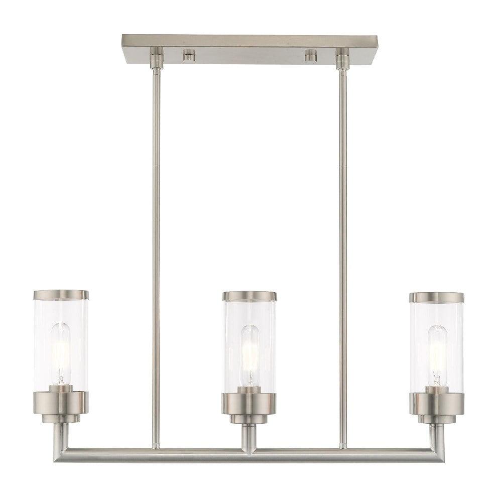 Hillcrest Brushed Nickel Linear Chandelier with Clear Glass Shades