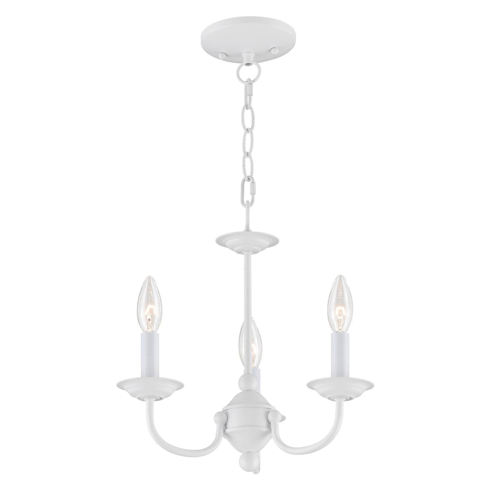 Elegant Mini 3-Light Candle Chandelier in Classic White