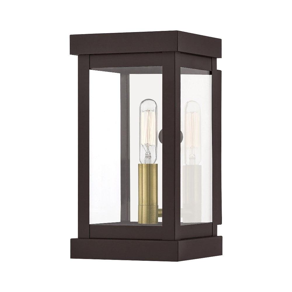 Modern Bronze Outdoor Wall Lantern with Clear Glass