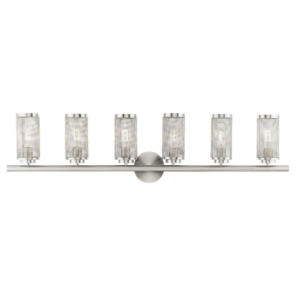 Industro Sleek 6-Light Brushed Nickel Vanity Sconce with Stainless Steel Mesh Shade