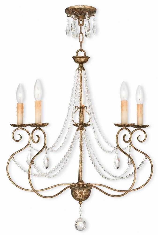 Isabella European Bronze 5-Light Crystal Chandelier