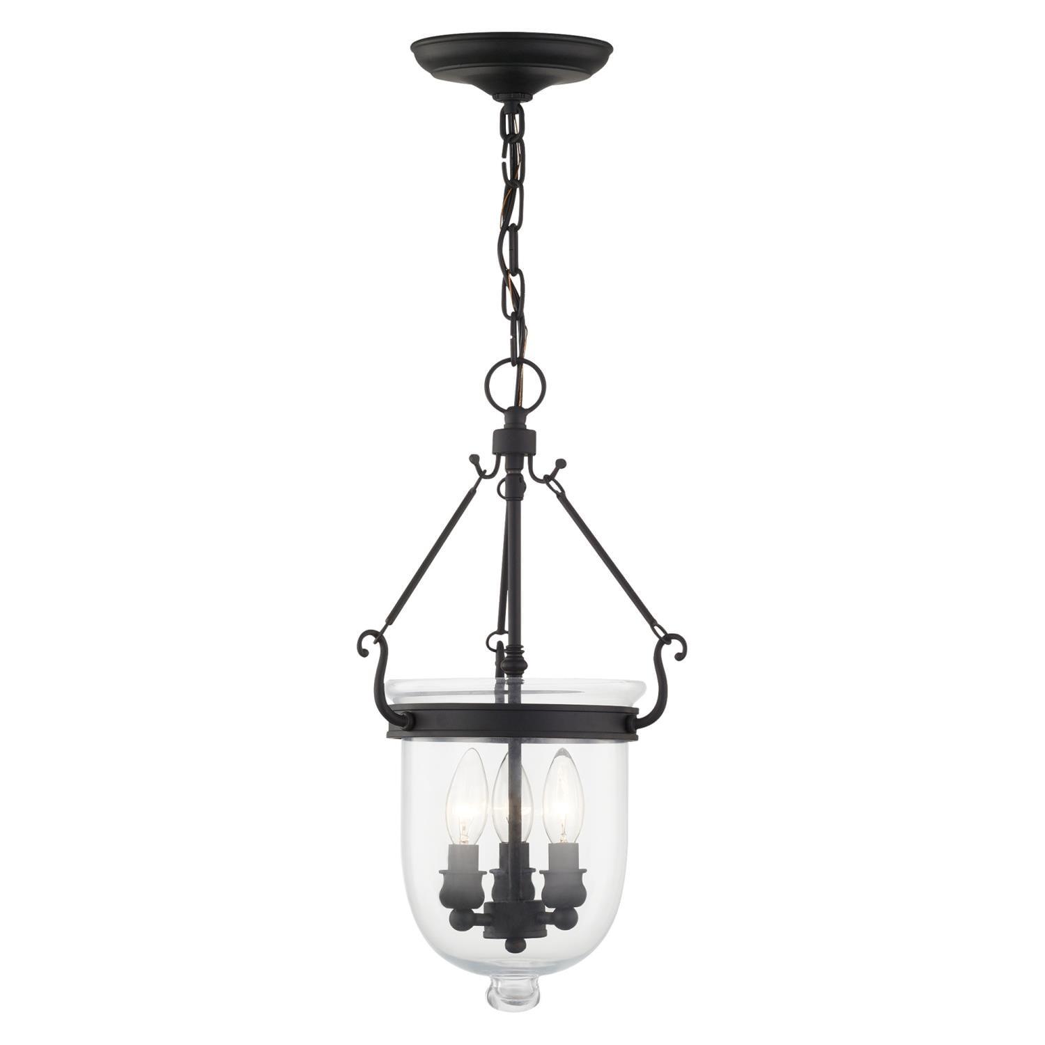 Elegant Jefferson Black 3-Light Indoor/Outdoor Chain Lantern with Clear Glass