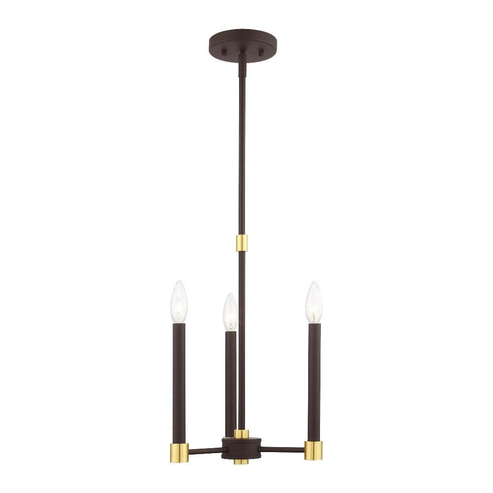 Karlstad Bronze and Satin Brass 3-Light Chandelier