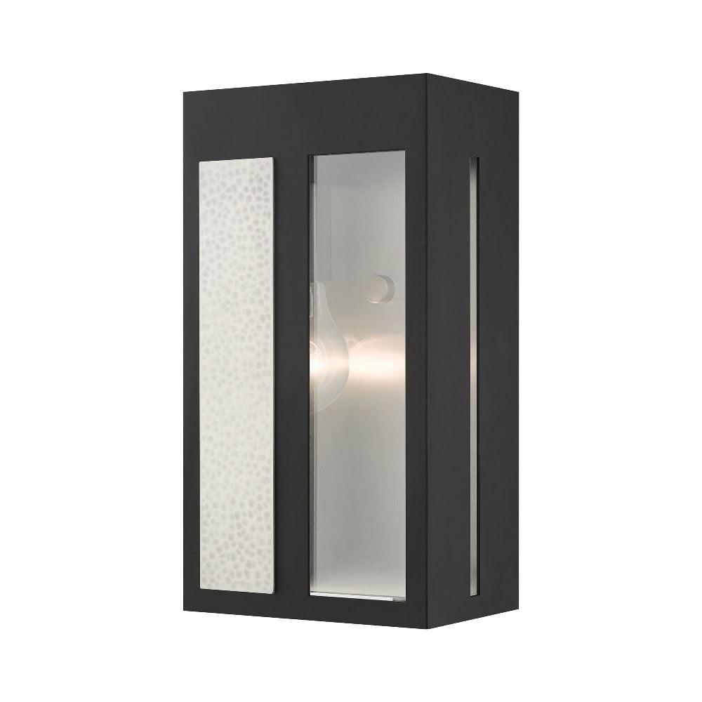 Modern Lafayette Black Brass Outdoor Wall Lantern with Clear Glass