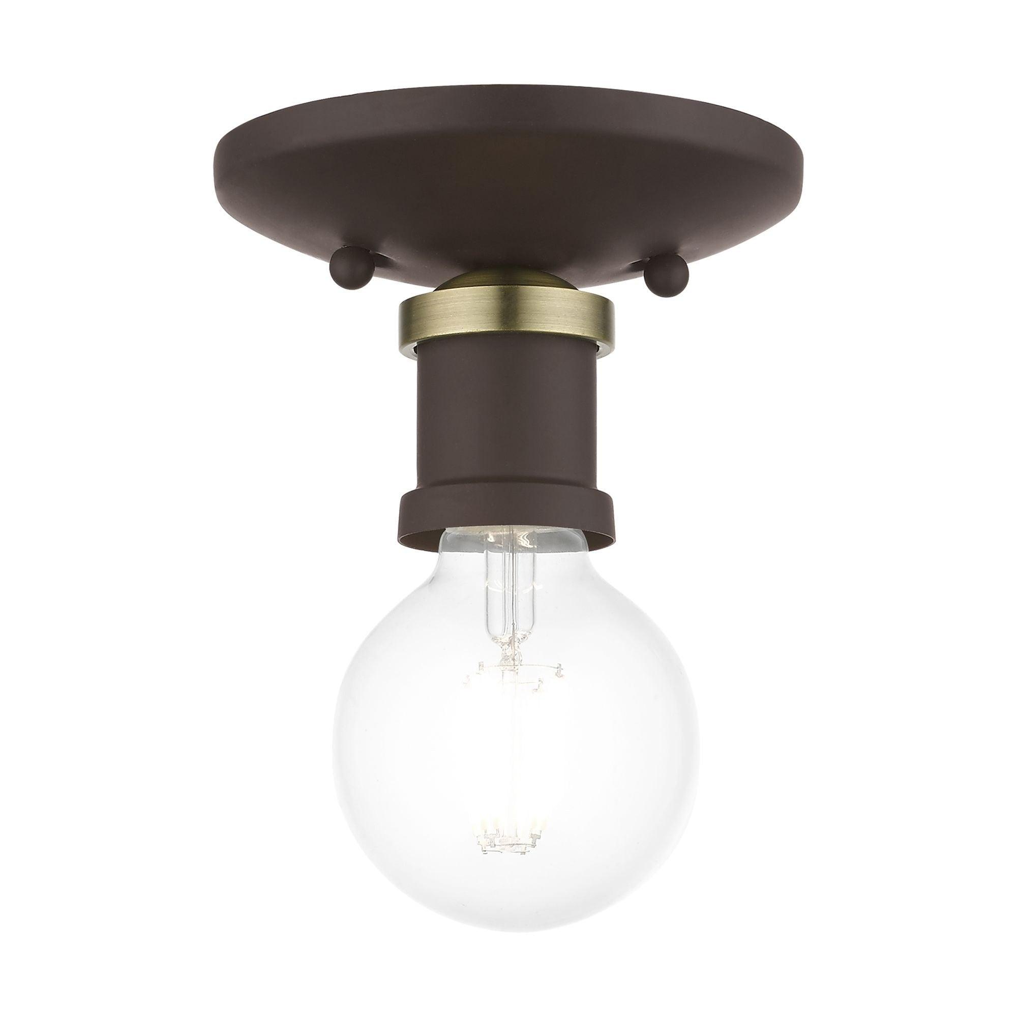 Livex Lighting Lansdale 1 - Light Flush Mount in  Bronze/Antique Brass