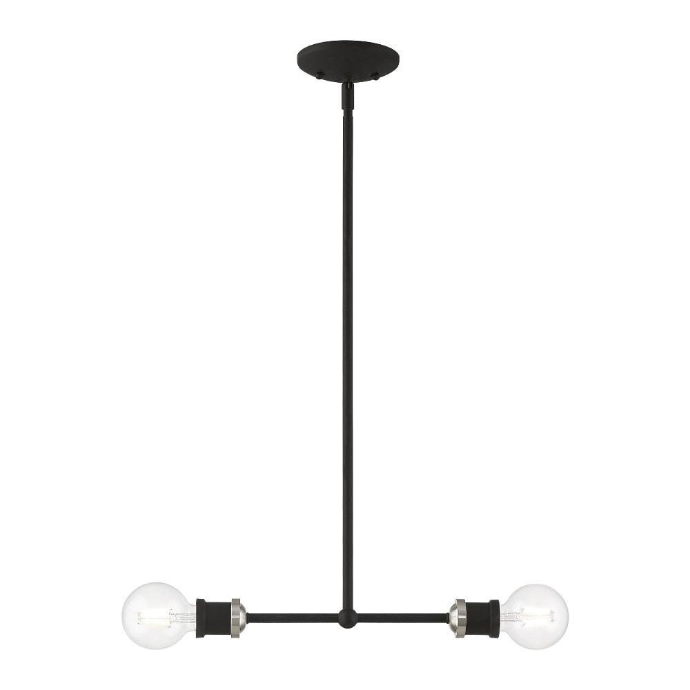 Lansdale Contemporary Black and Brushed Nickel 2-Light Linear Chandelier