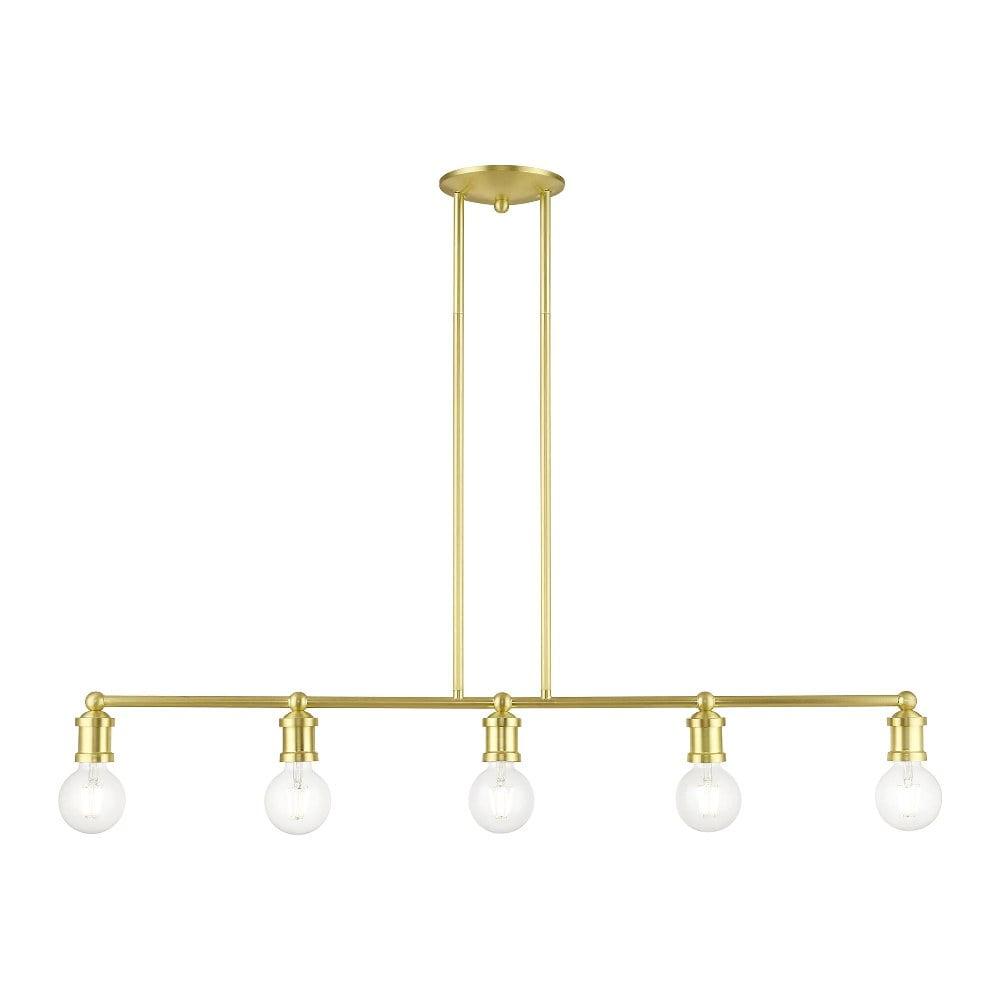 Lansdale Satin Brass 5-Light Linear Chandelier with Exposed Bulbs