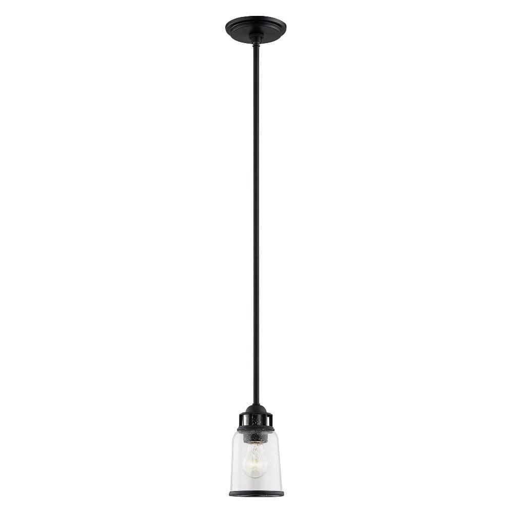 Lawrenceville Mini Black Hand-Blown Seeded Glass Pendant Light