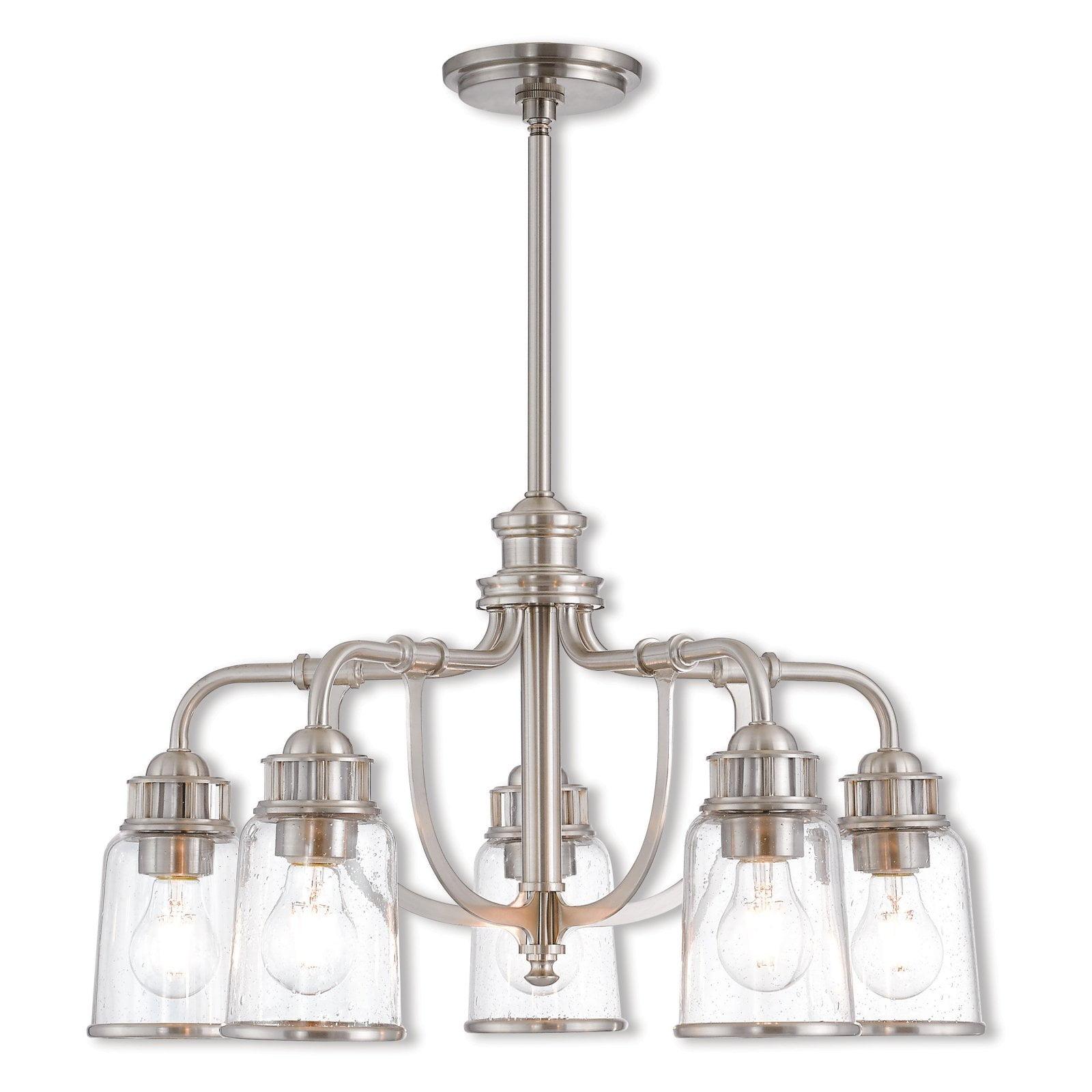 Lawrenceville 24" Coastal Industrial 5-Light Chandelier with Clear Seeded Glass