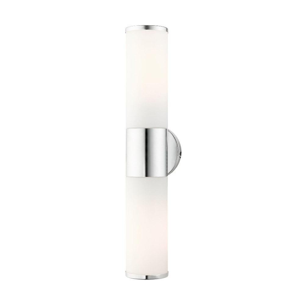 Lindale Polished Chrome 2-Light ADA Vanity Sconce with Satin Opal White Glass