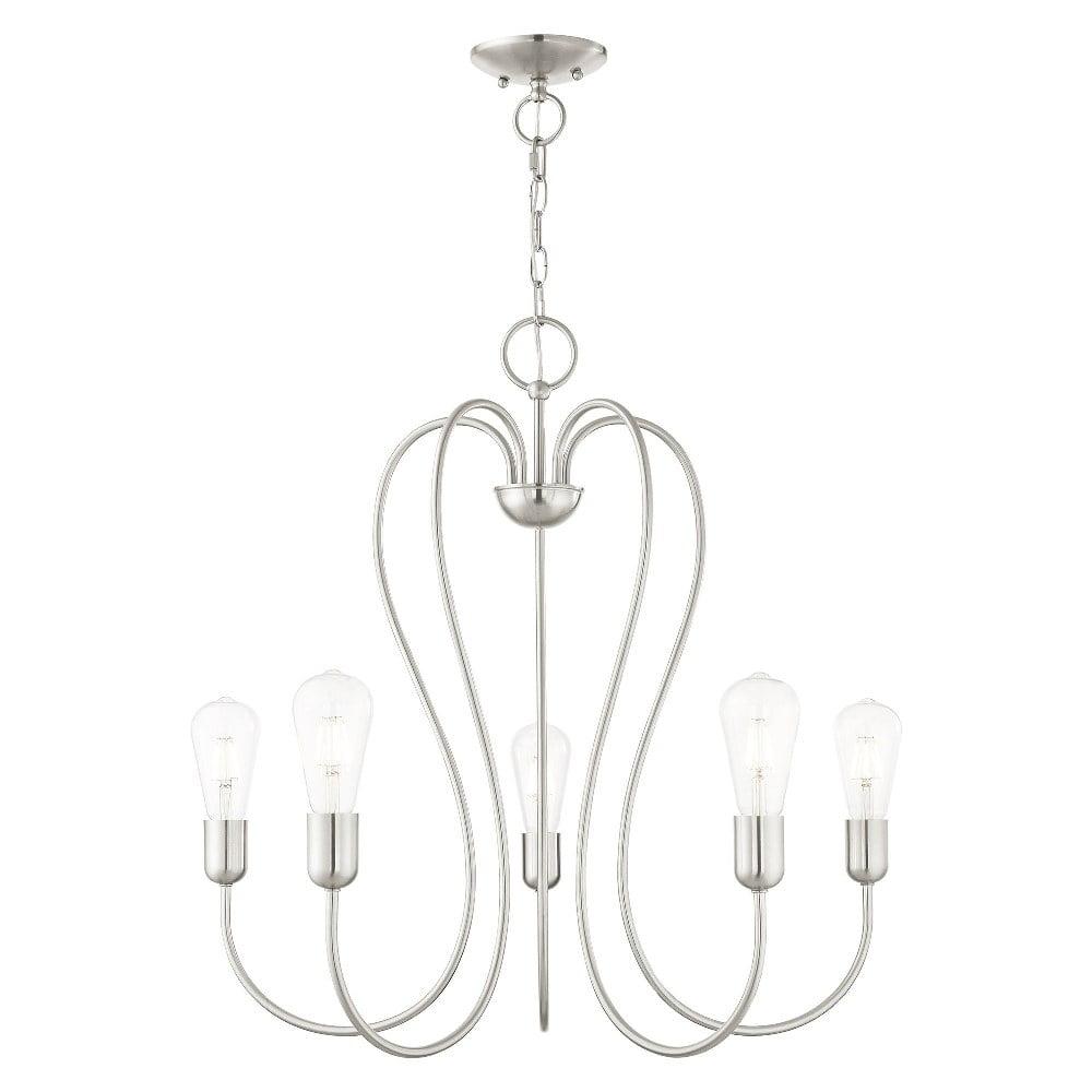 Brushed Nickel and Crystal 5-Light Candle Chandelier