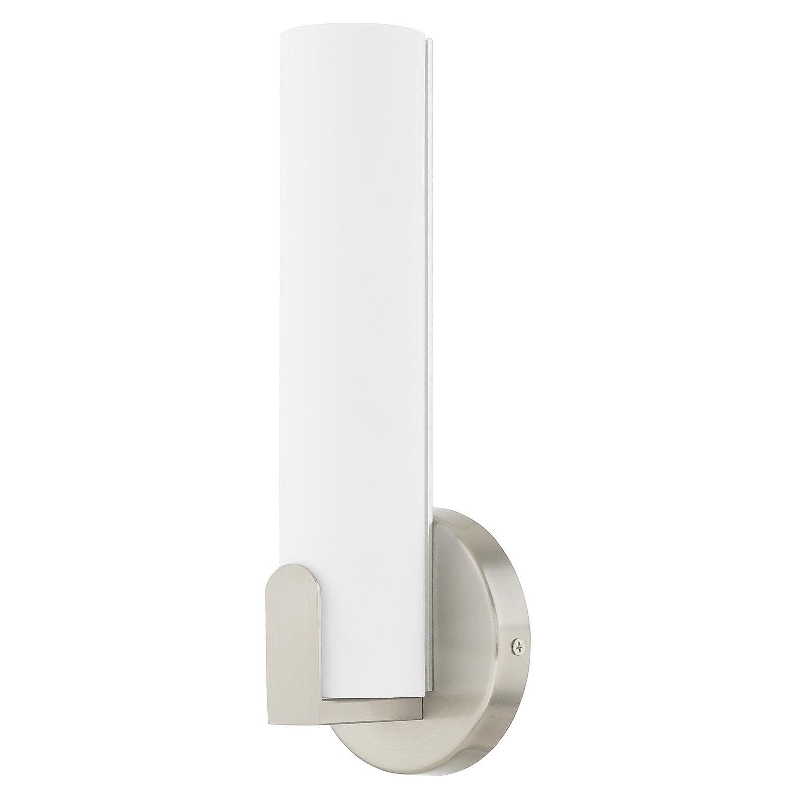 Lund 10W LED Brushed Nickel Wall Sconce with Satin White Shade