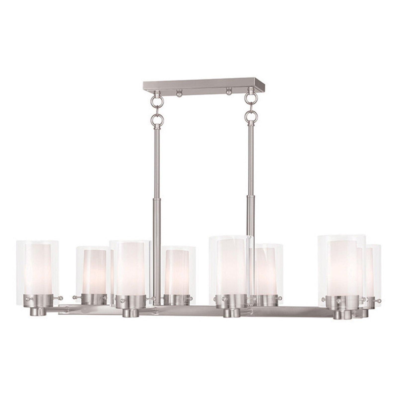 Manhattan Contemporary 8-Light Linear Chandelier in Brushed Nickel