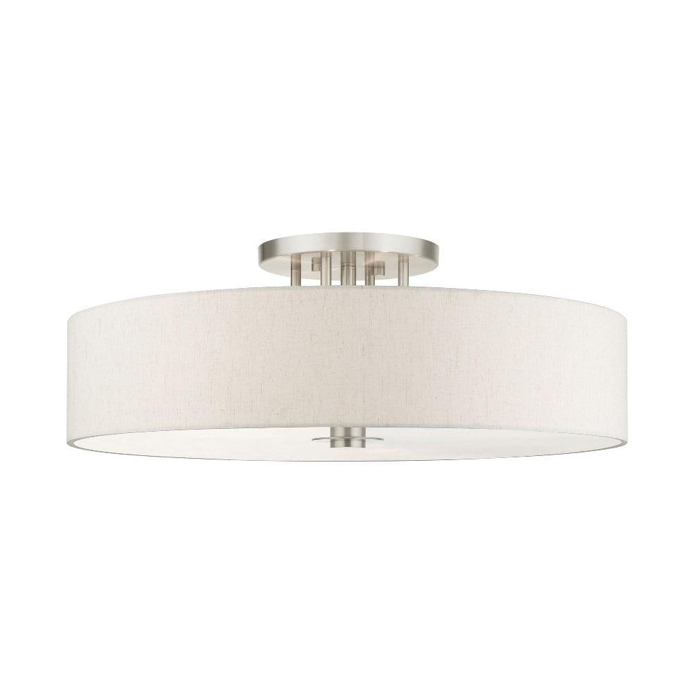 Modern Brushed Nickel 6-Light LED Drum Semi-Flush Mount