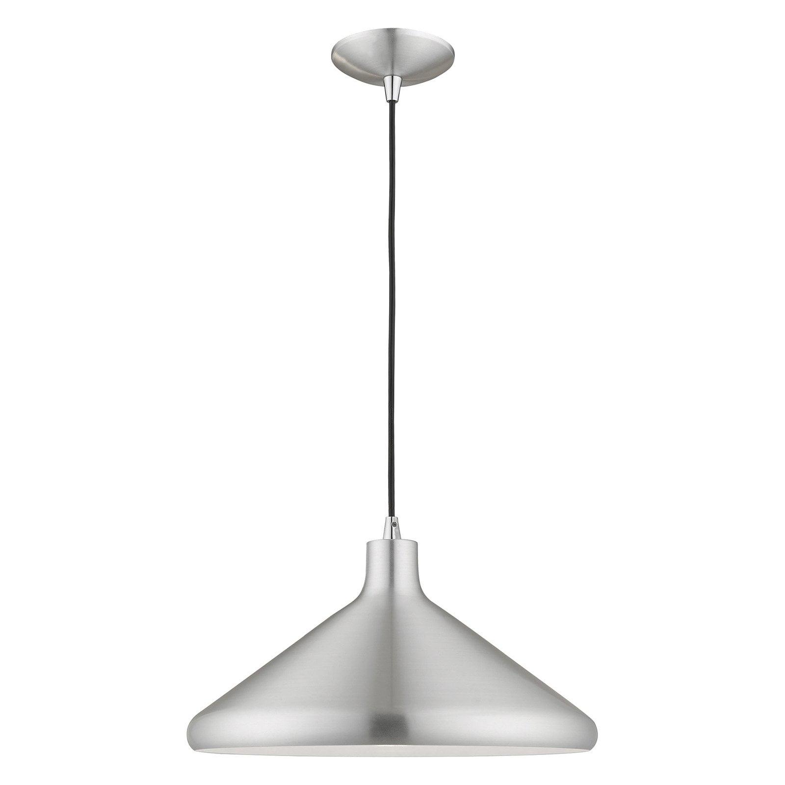 Mini Brushed Aluminum Cone Pendant with White Interior