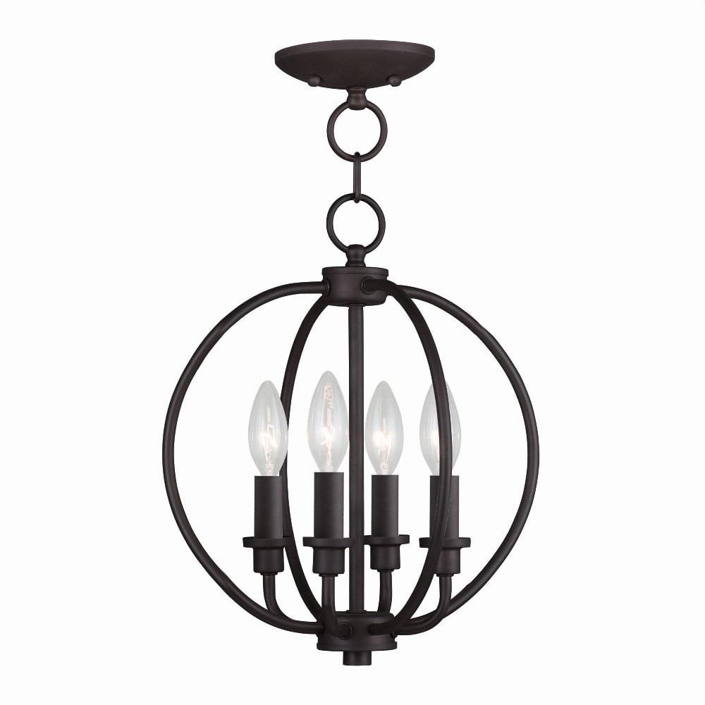 Elegant Bronze Globe 4-Light Indoor/Outdoor Chandelier