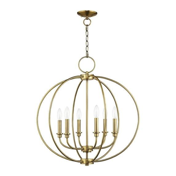 Livex Lighting Milania 6 - Light Chandelier in Antique Brass
