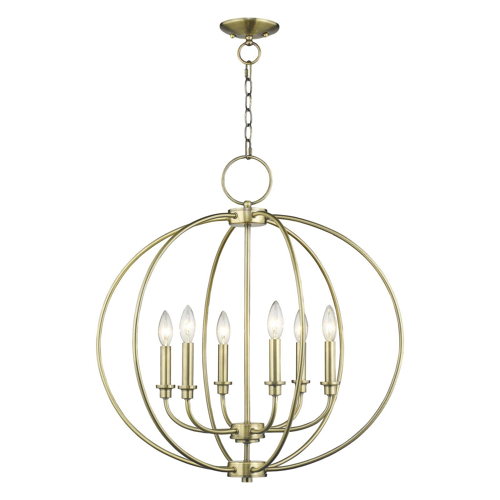 Antique Brass Orb Silhouette 6-Light Candelabra Chandelier