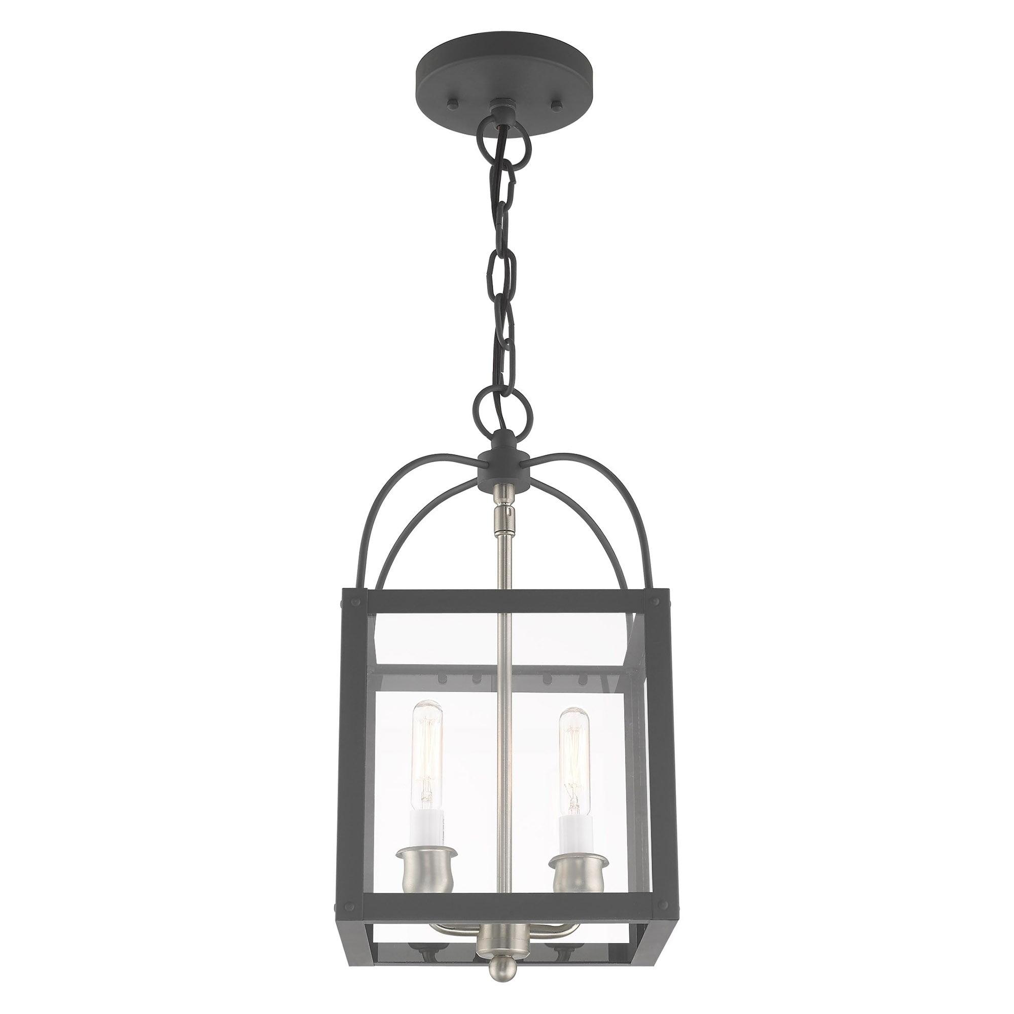 Scandinavian Gray Brass and Glass 2-Light Mini Pendant