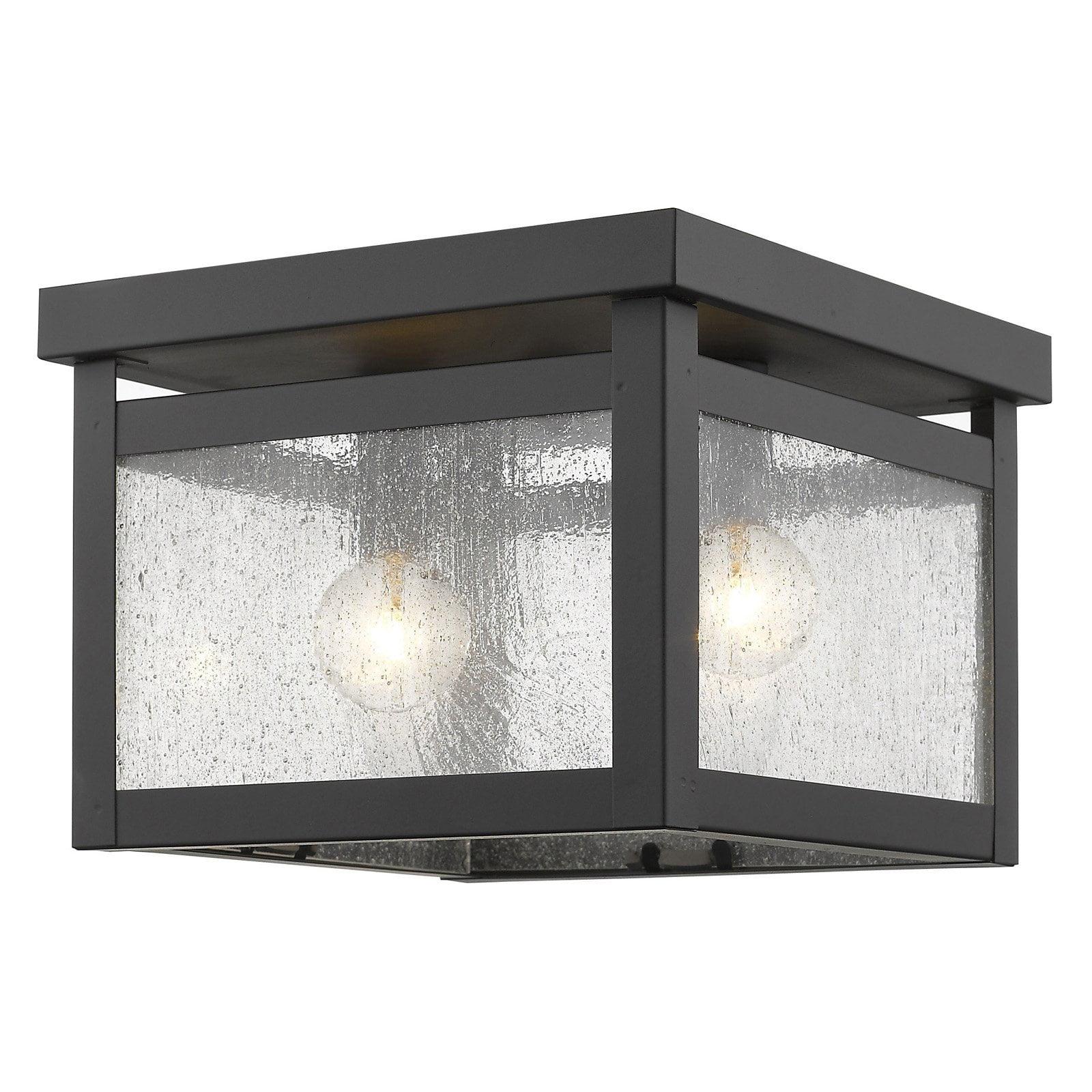 Milford Bronze 2-Light Seeded Glass Flush Mount