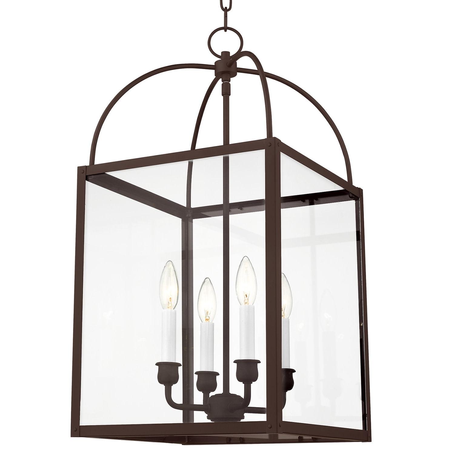 Milford Bronze Glass 4-Light Indoor/Outdoor Lantern