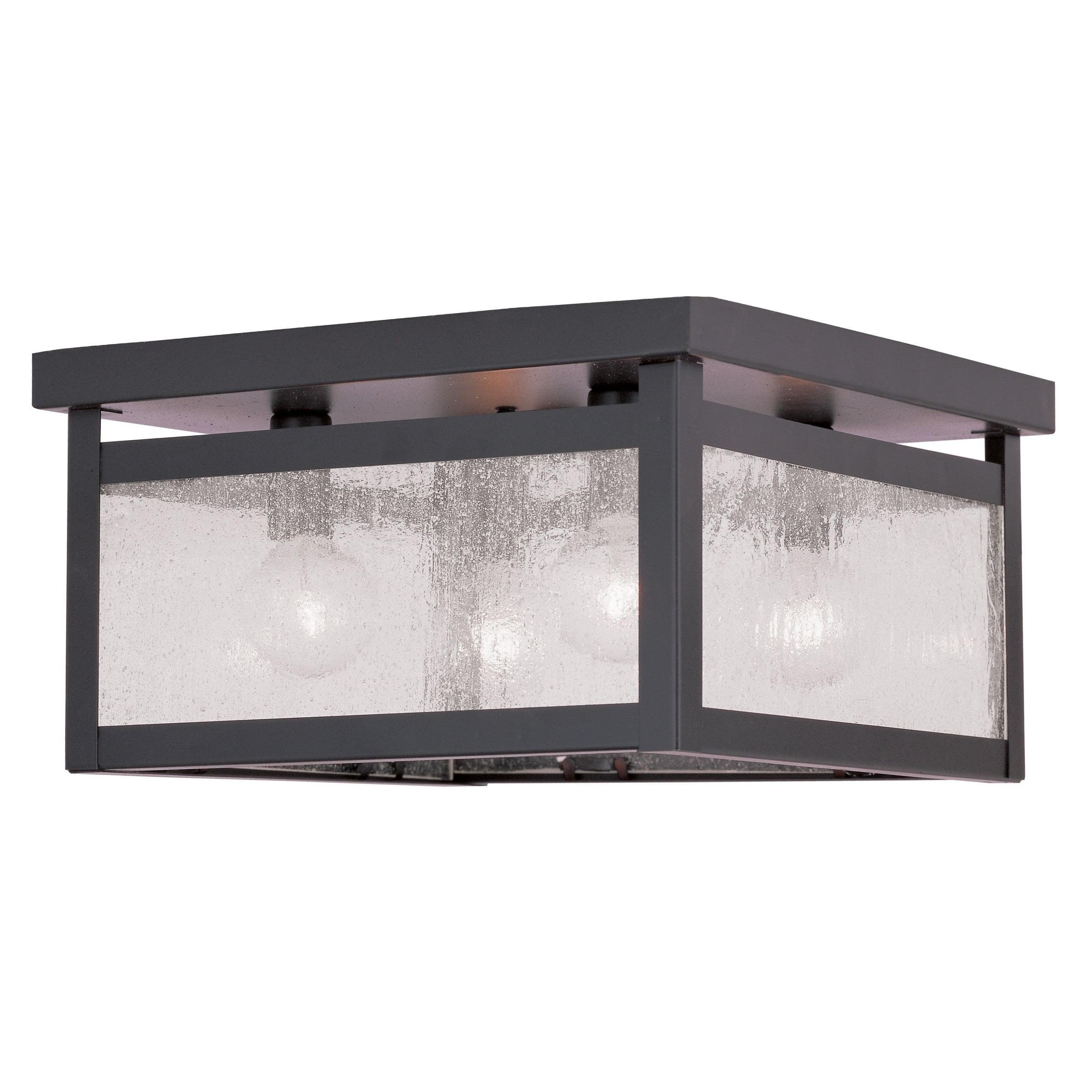 Milford Bronze 4-Light Flush Mount with Clear Seeded Glass